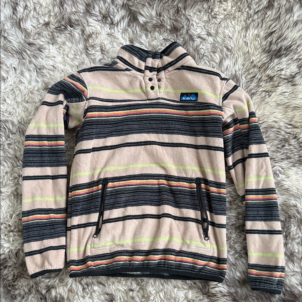 Kavu Multicolor Striped Fleece Pullover